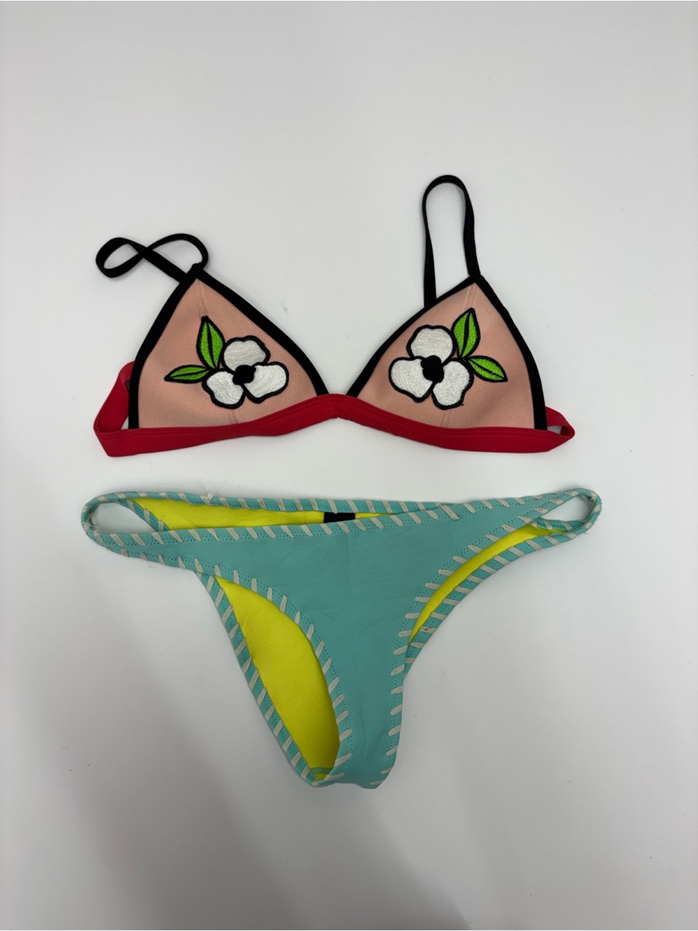 triangl swimwear Neon Yellow Bikini with Teal Trim